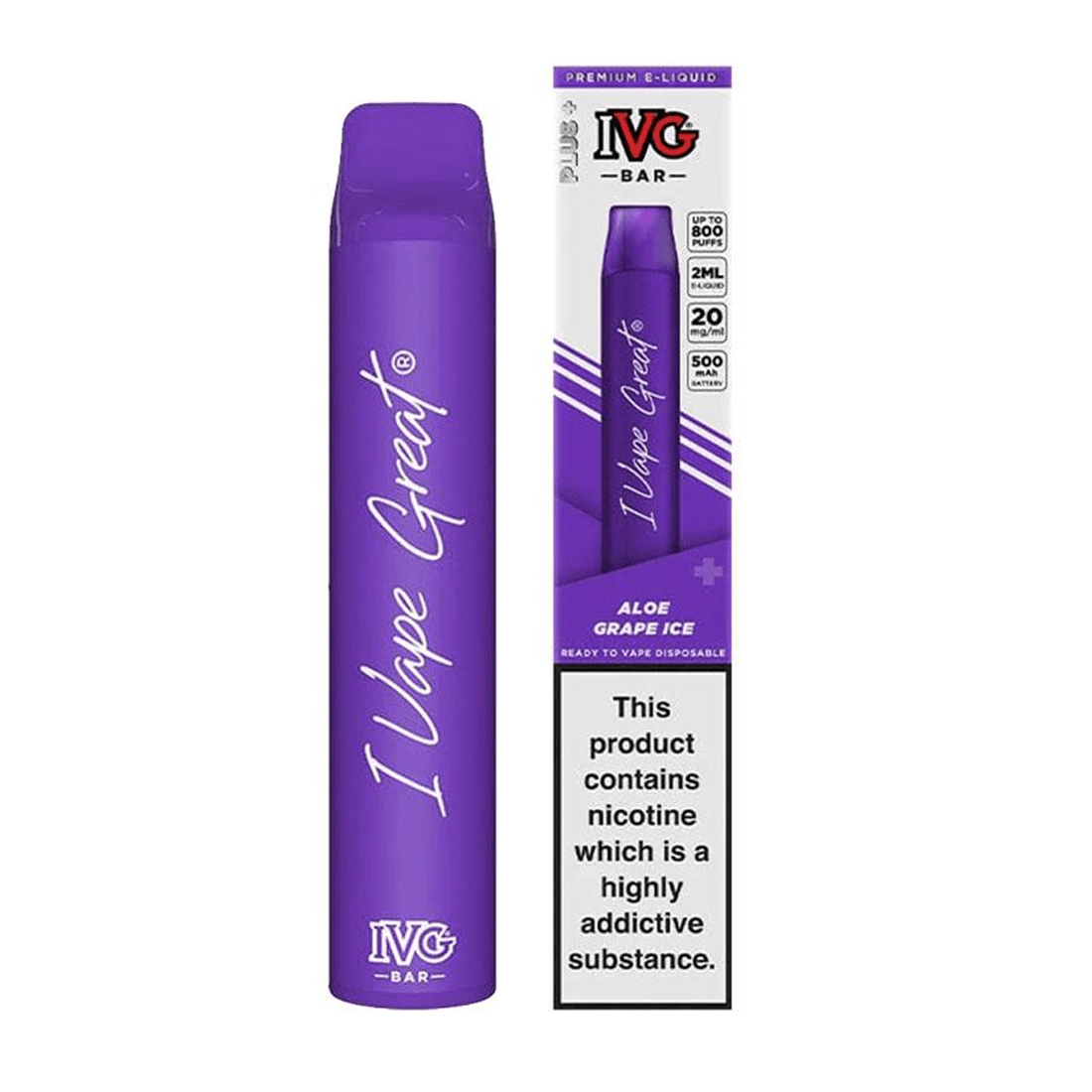 پاد سیستم یک بار مصرف بار مکس آلوئه ورا انگور خنک Ivg Max Bar Aloe Grape Ice Disposable 3000 Puff سفارش انگلستان