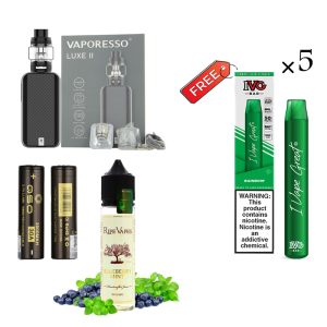 پکیج 5 (2عدد باطری +LUXE 2 + Ripe Vapes) همراه 5 هدیه پاد یکبارمصرف IVG 3000PUFF